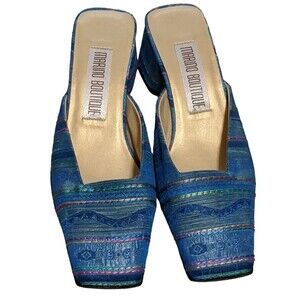Marino Boutique square toe heel textile leather sole mule size 8.5W